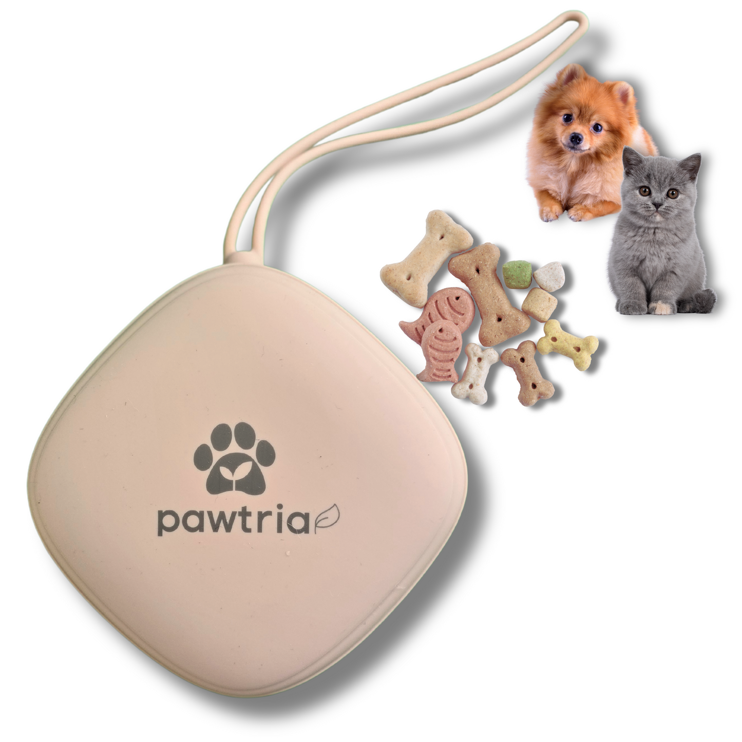 Pawtria Silicone Treat Pouch for Dogs and Cats (Pink) BPA-Free Container