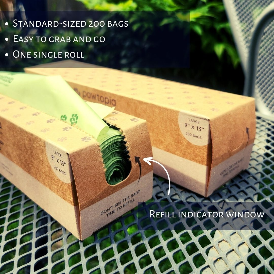 Pawtopia Certified Home Compostable Pet Waste Bags (Standard size, 200 Bags, Single Roll)