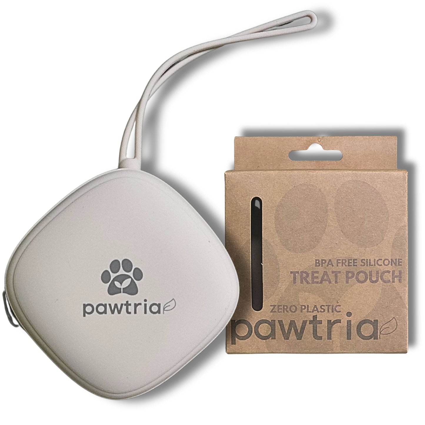 Pawtria Silicone Treat Pouch for Dogs and Cats (Cream) BPA-Free Container