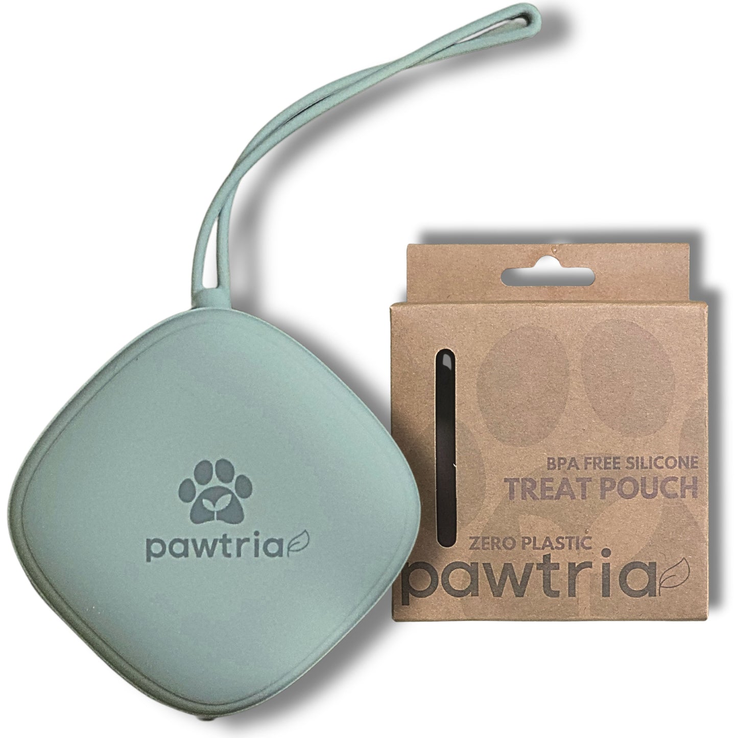 Pawtria Silicone Treat Pouch for Dogs and Cats (Green) BPA-Free Container
