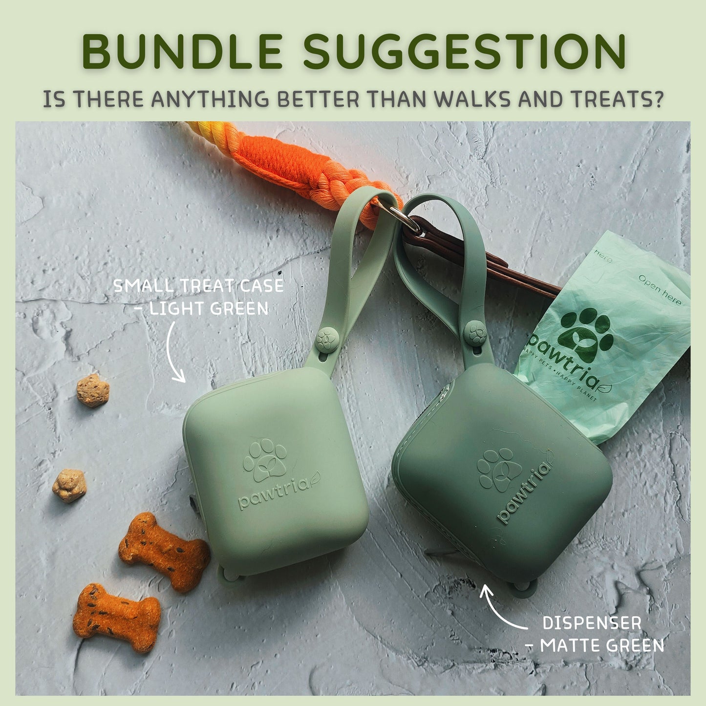 Pawtria Small BPA Free Silicone Dog Treat Pouch (Light Green)