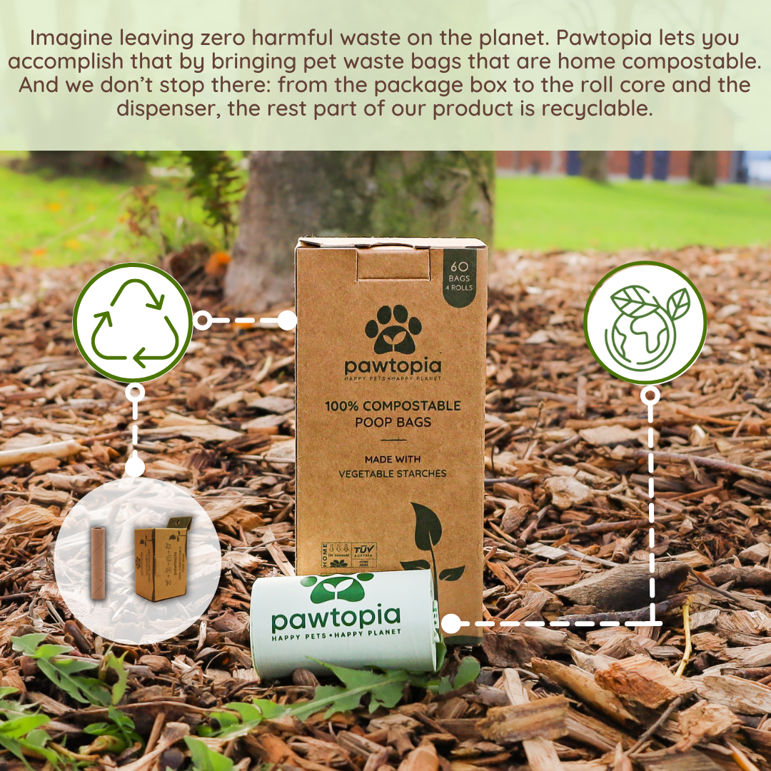 Home Compostable Pet Waste Bag (60) with Paper Dispenser