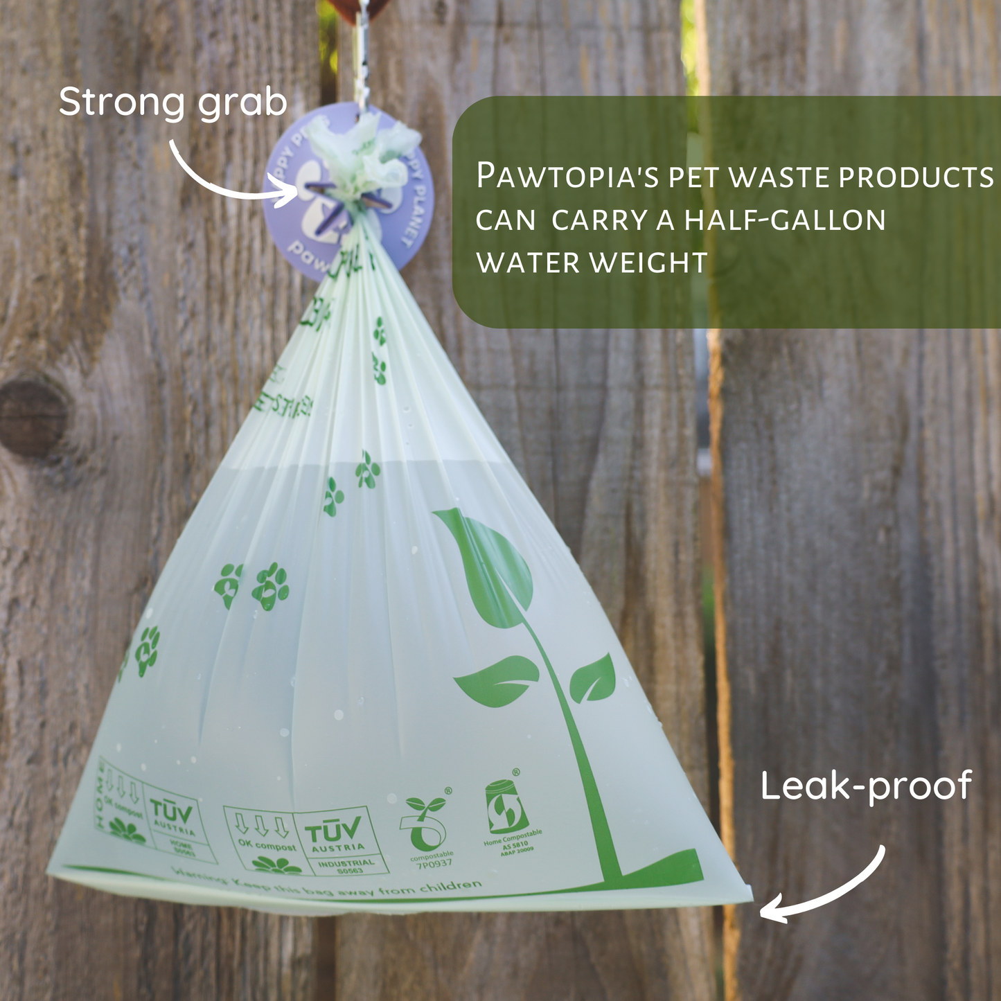 Pawtopia Compostable Dog Poop Bags (120 Bags + Green Poop Bag Carrier)